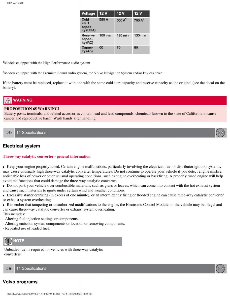 Volvo S40 II 2 owners manual / page 248