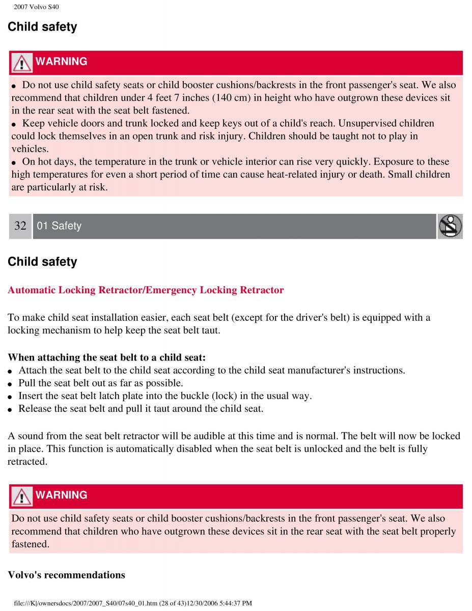 Volvo S40 II 2 owners manual / page 35