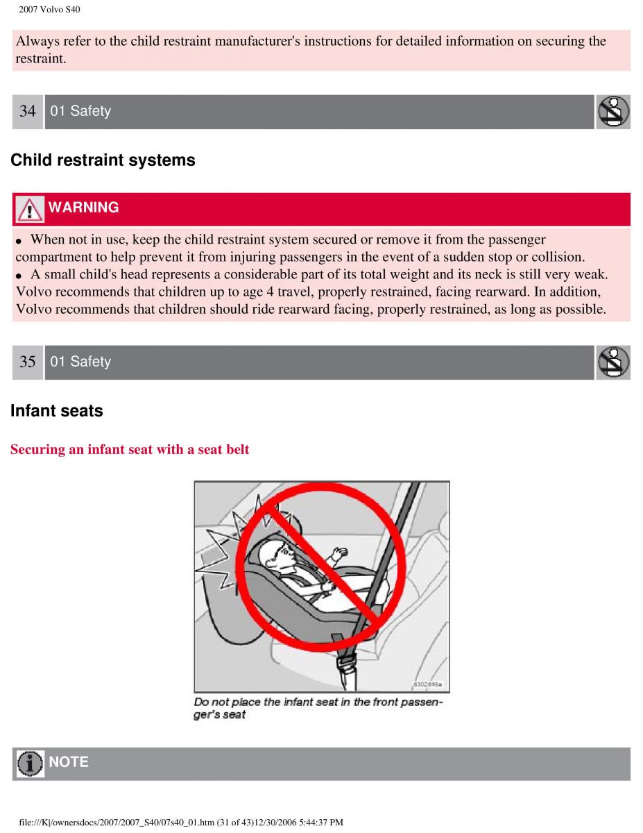 Volvo S40 II 2 owners manual / page 38