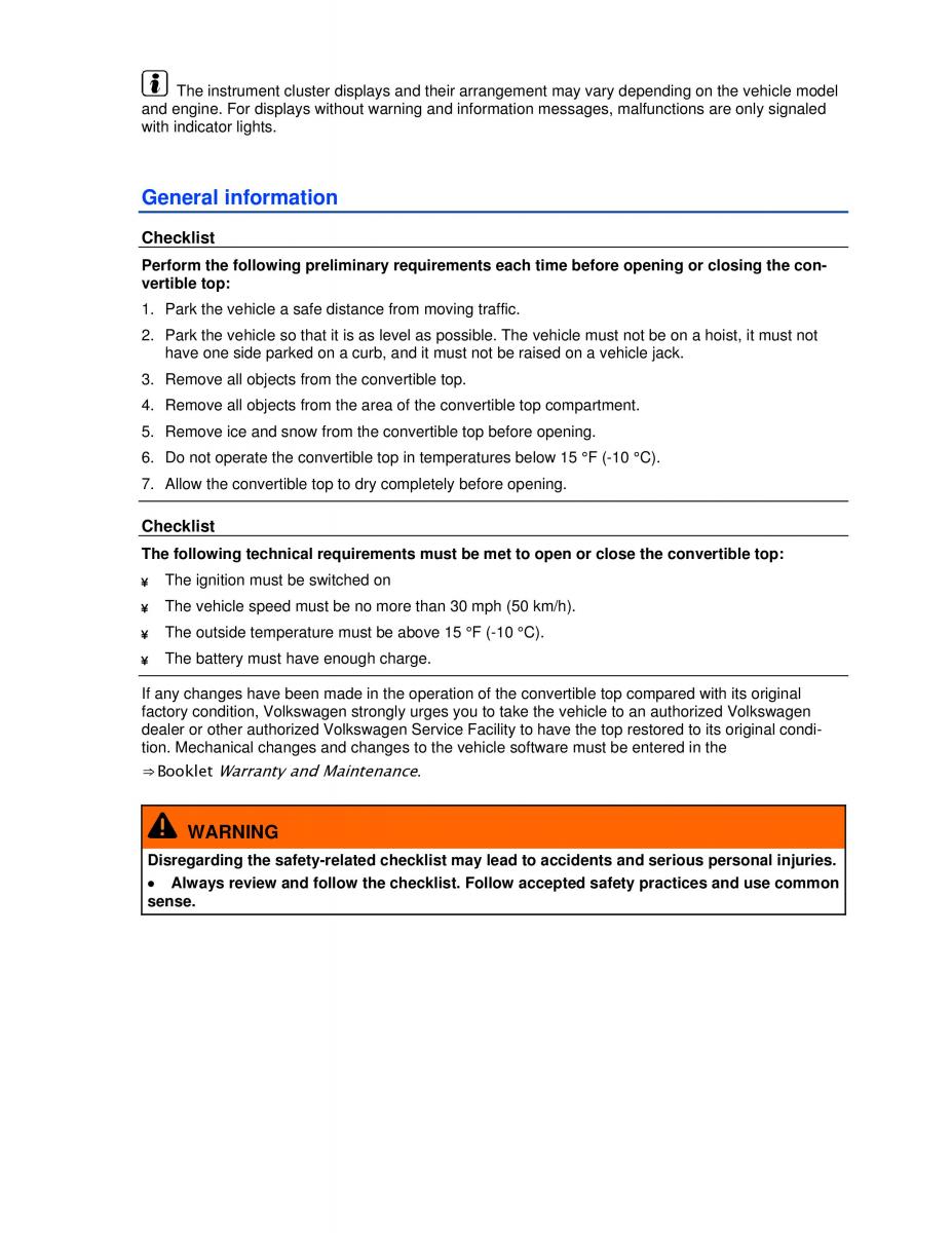 VW Beetle Convertible owners manual / page 57