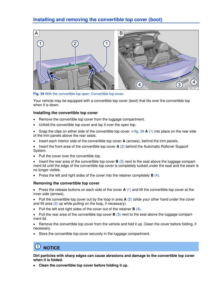 VW Beetle Convertible owners manual / page 64