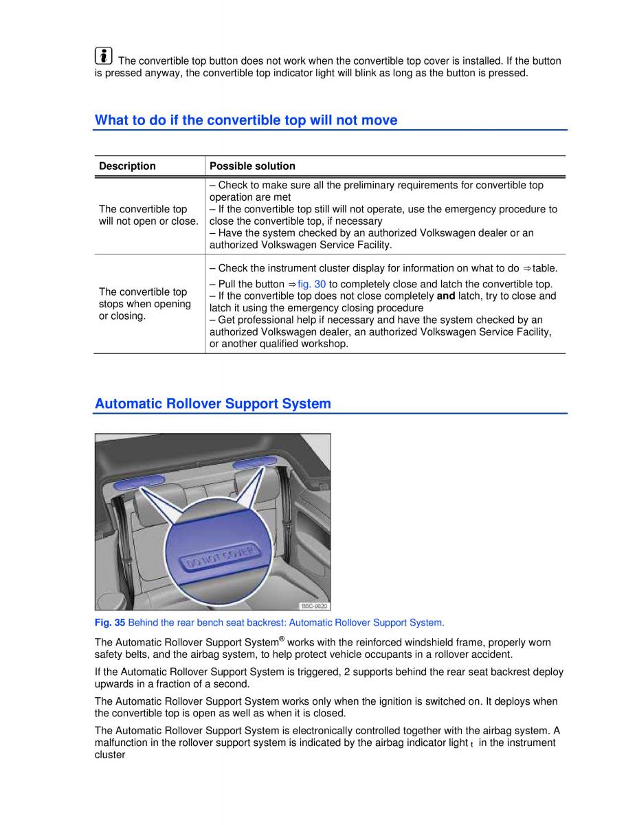 VW Beetle Convertible owners manual / page 65