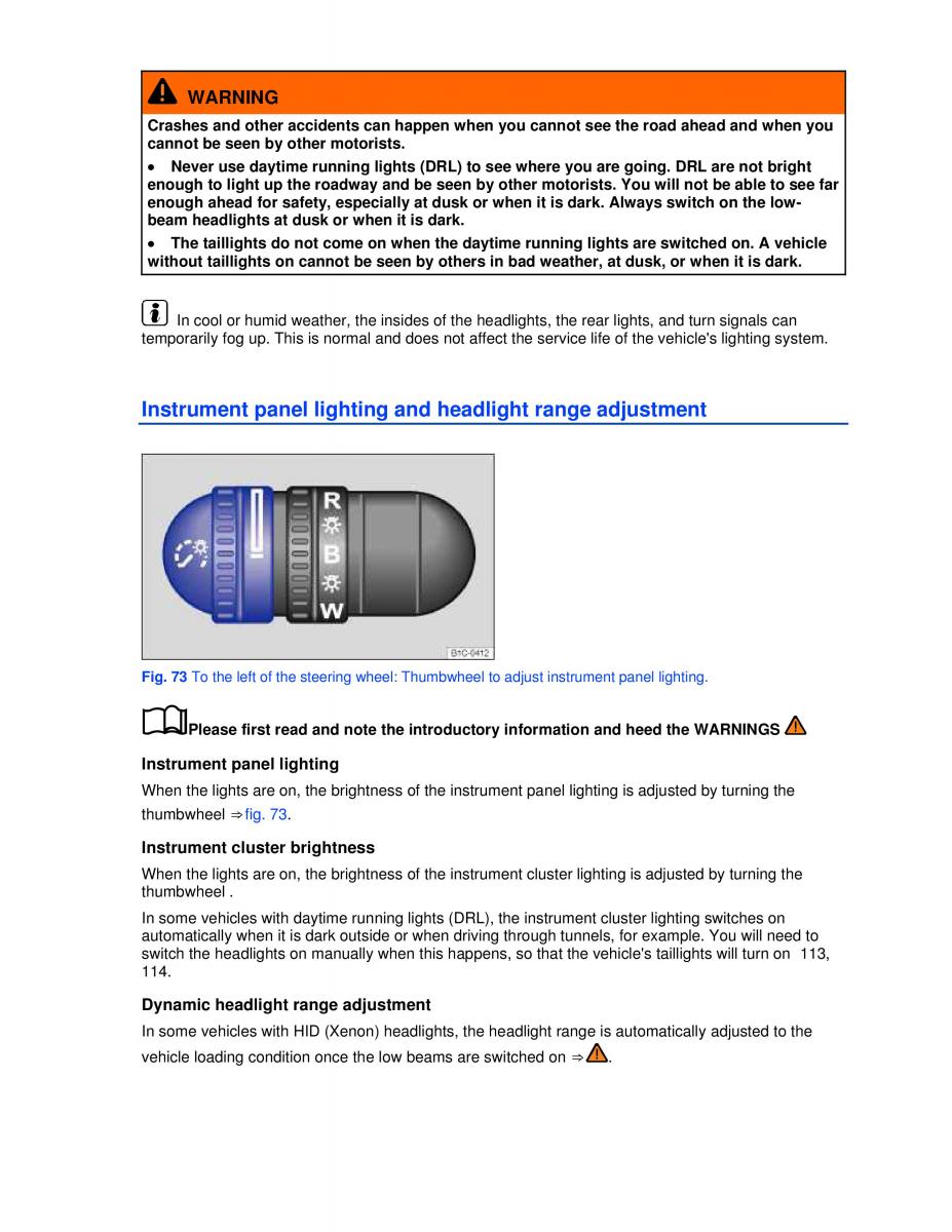 VW Beetle Convertible owners manual / page 103