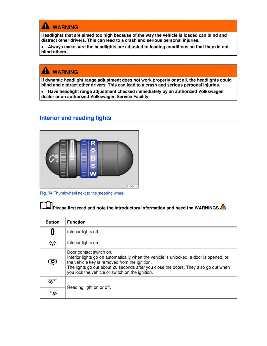 VW Beetle Convertible owners manual / page 104