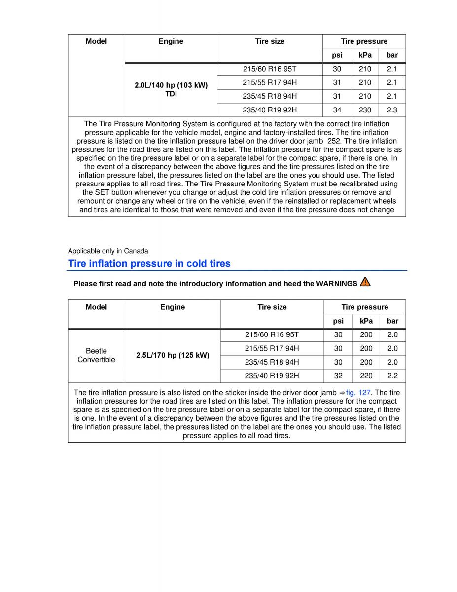 VW Beetle Convertible owners manual / page 217