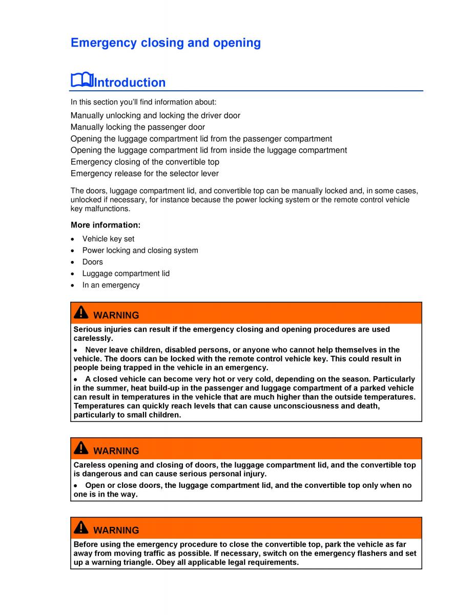 VW Beetle Convertible owners manual / page 253