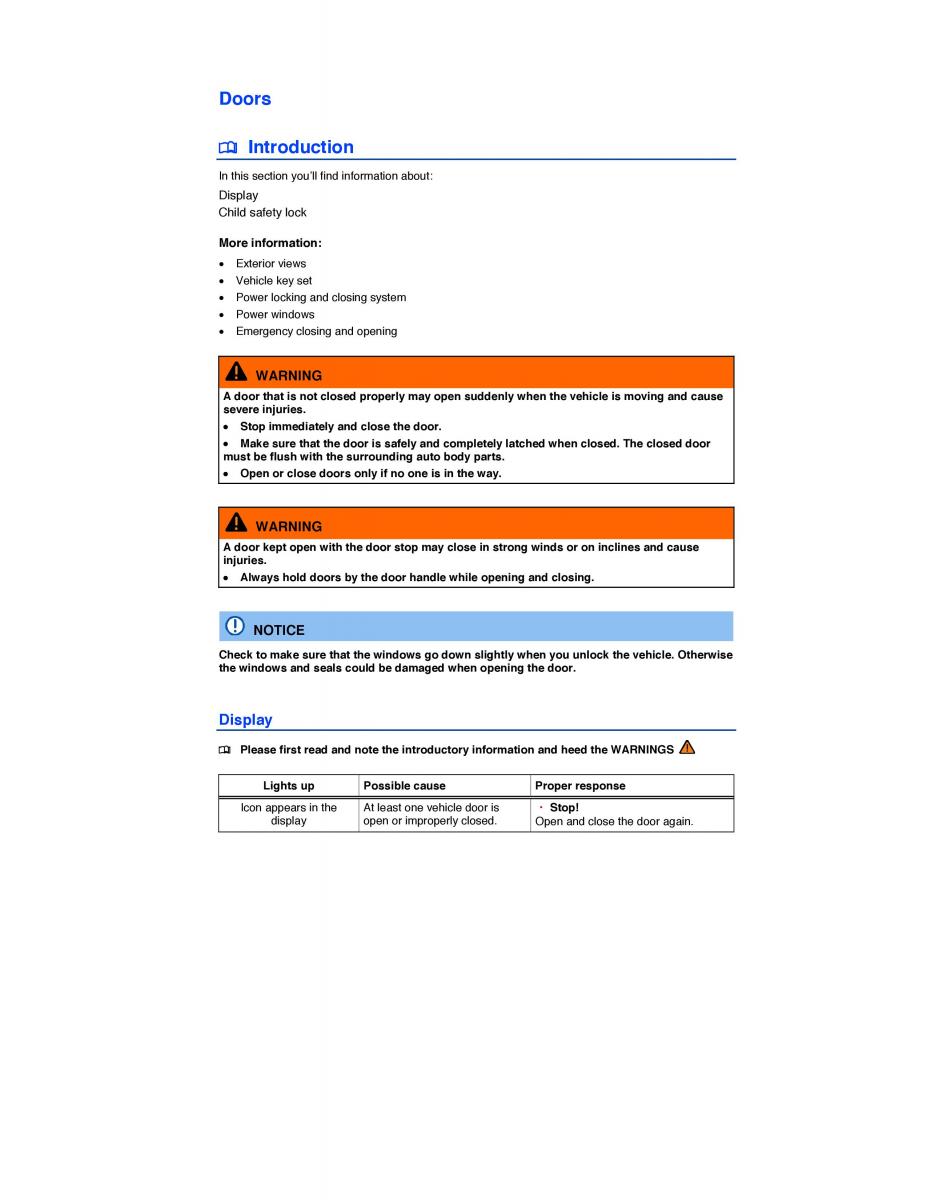 VW CC owners manual / page 61