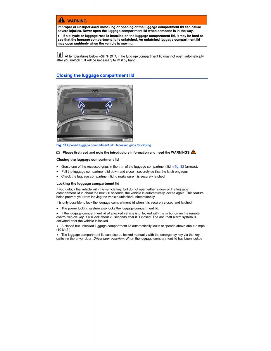 VW CC owners manual / page 71