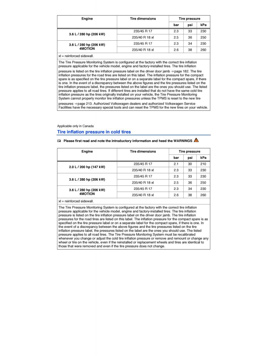 VW CC owners manual / page 185