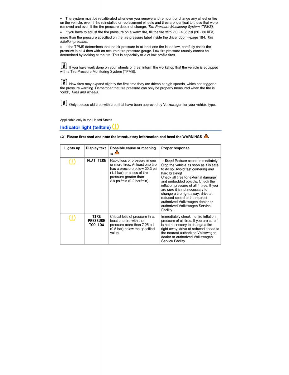 VW CC owners manual / page 207