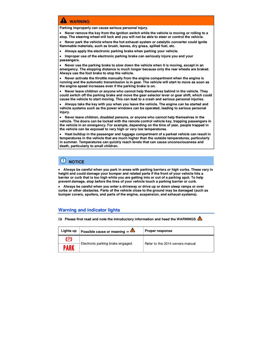 VW CC owners manual / page 257