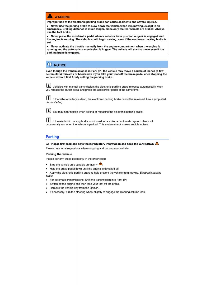 VW CC owners manual / page 261