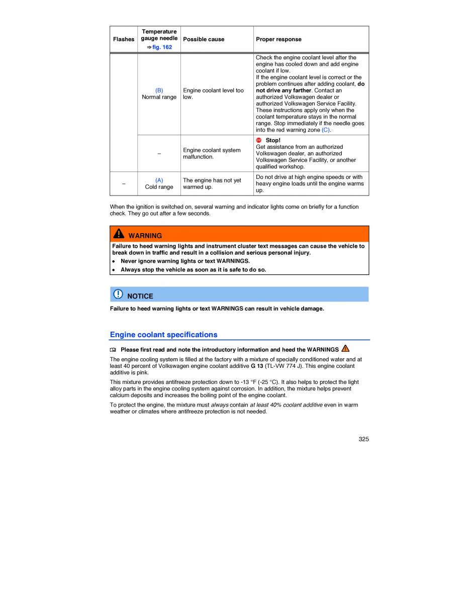 VW CC owners manual / page 324