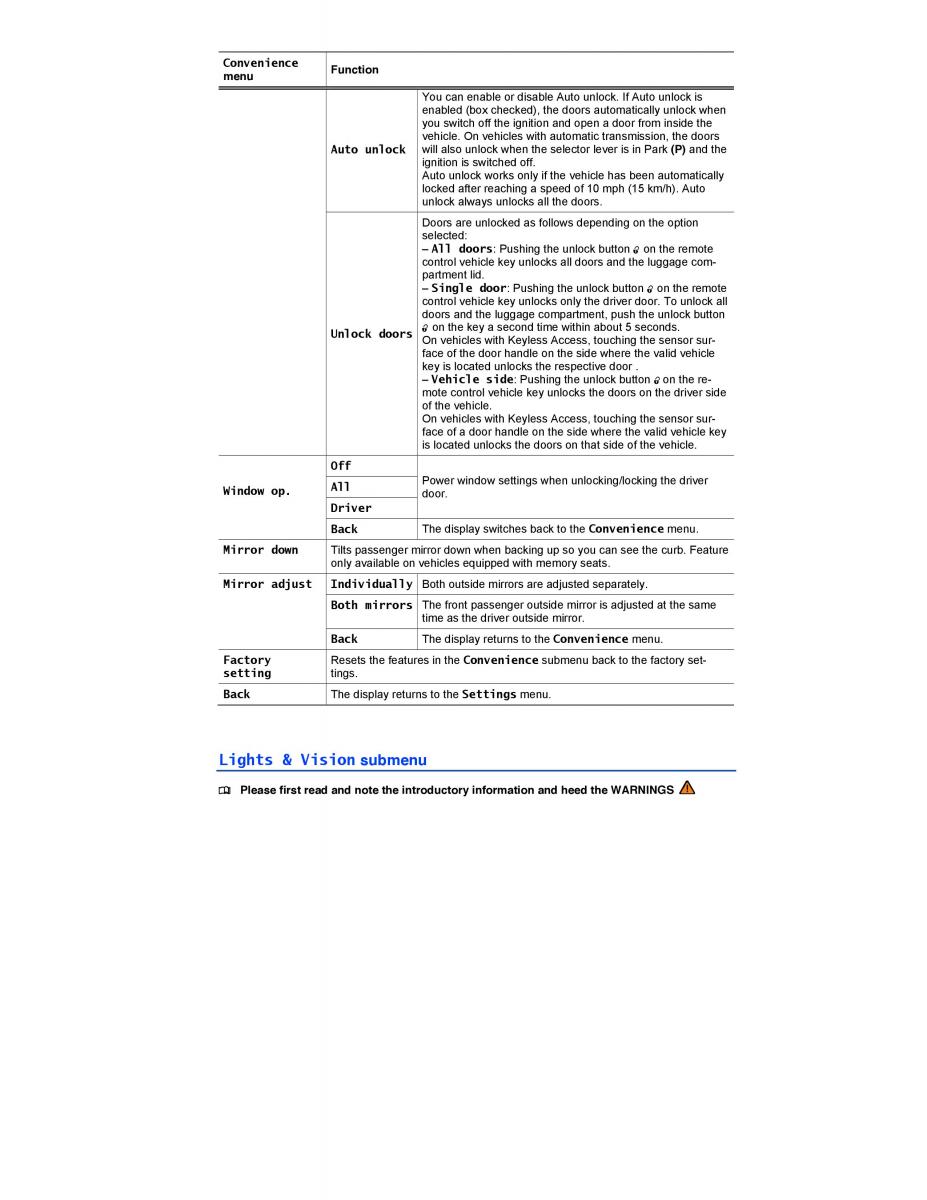 VW CC owners manual / page 33