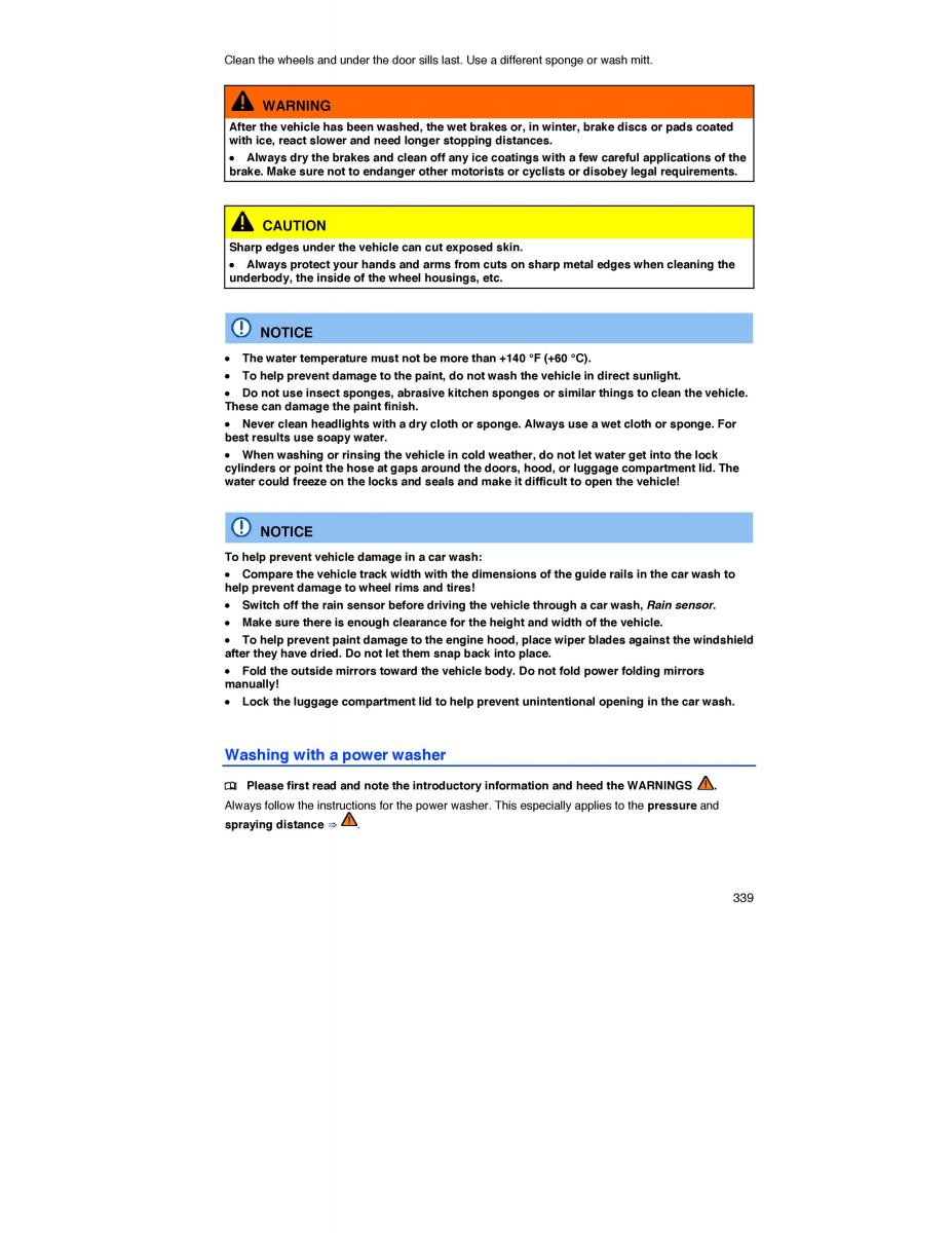 VW CC owners manual / page 338