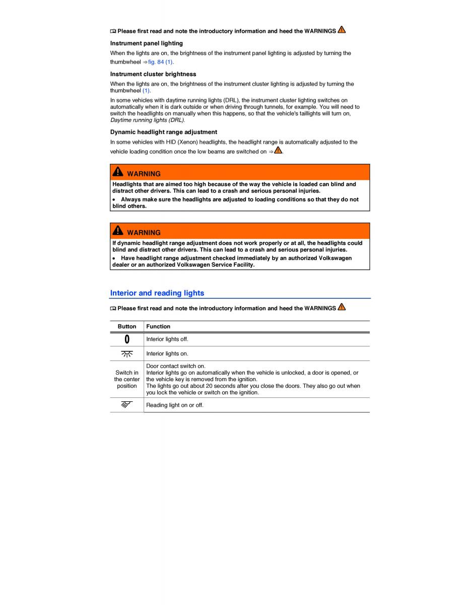 VW EOS FL owners manual / page 112