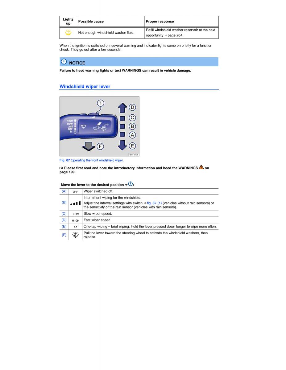 VW EOS FL owners manual / page 117