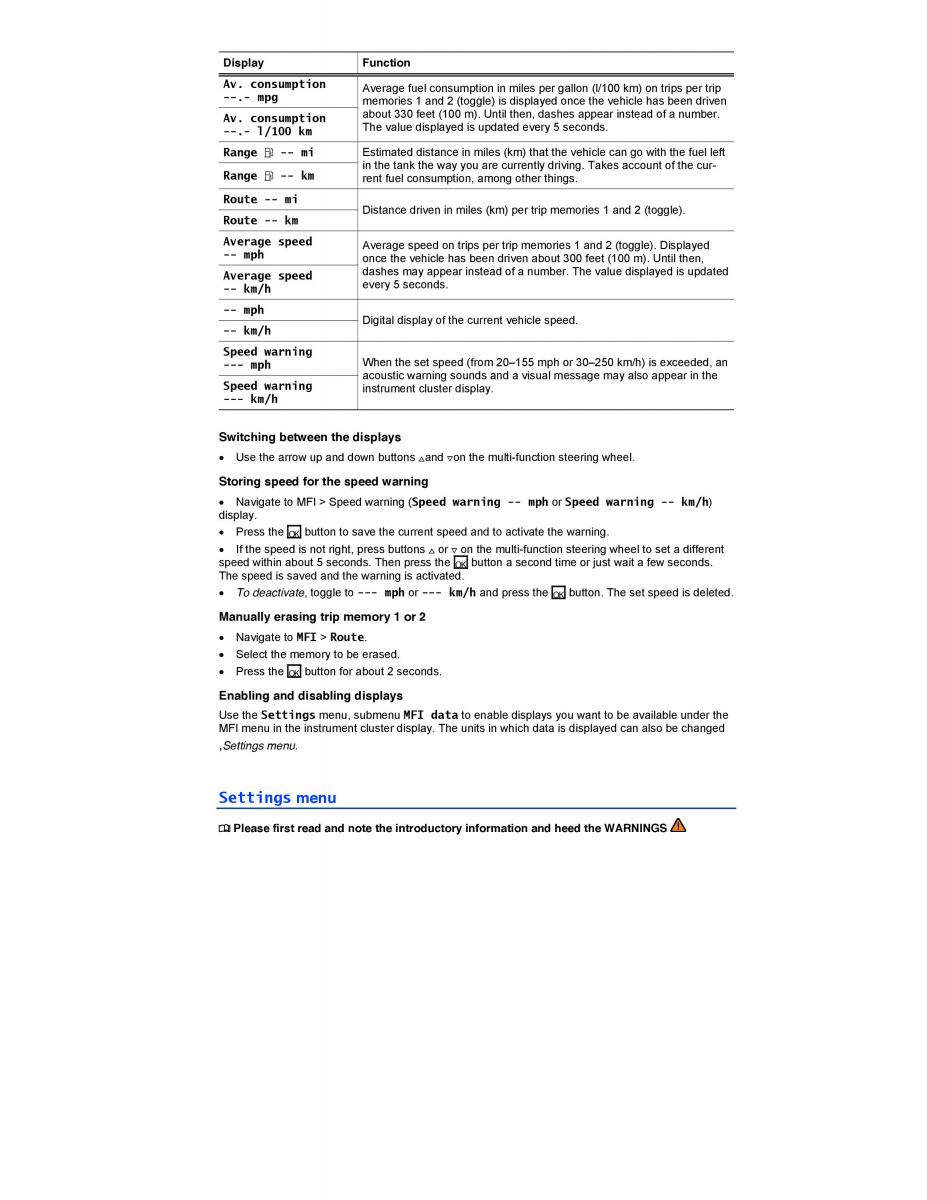 VW EOS FL owners manual / page 22