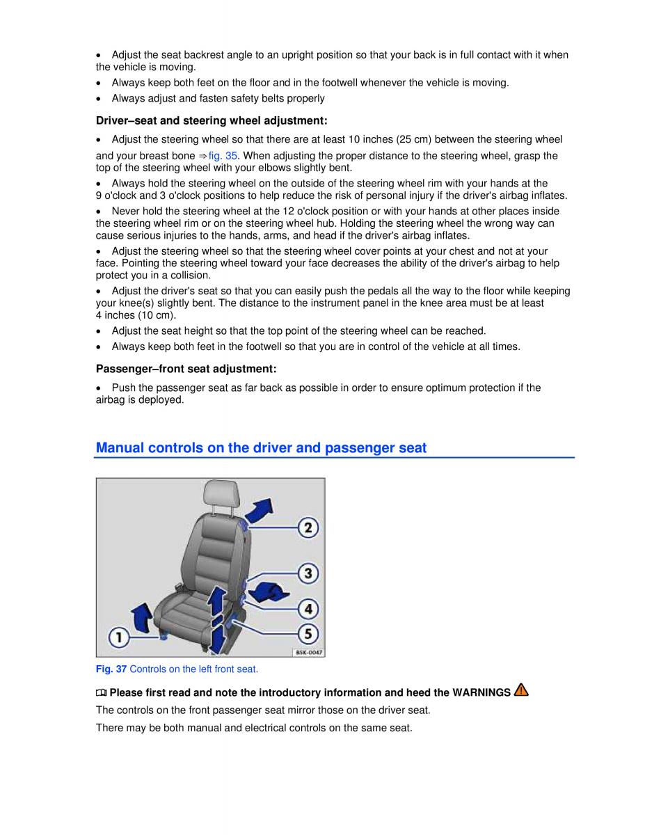 VW Golf VI 6 owners manual / page 61