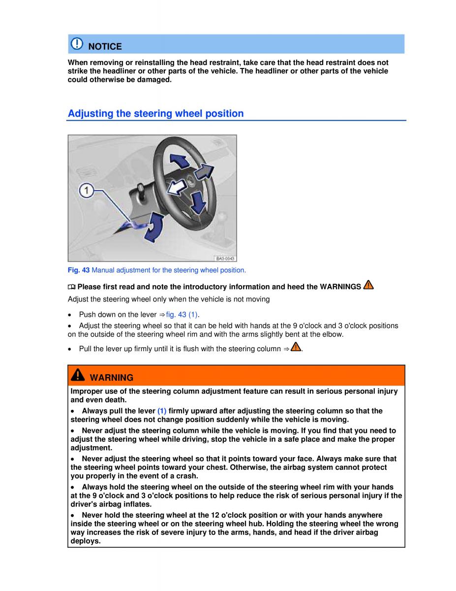 VW Golf VI 6 owners manual / page 67