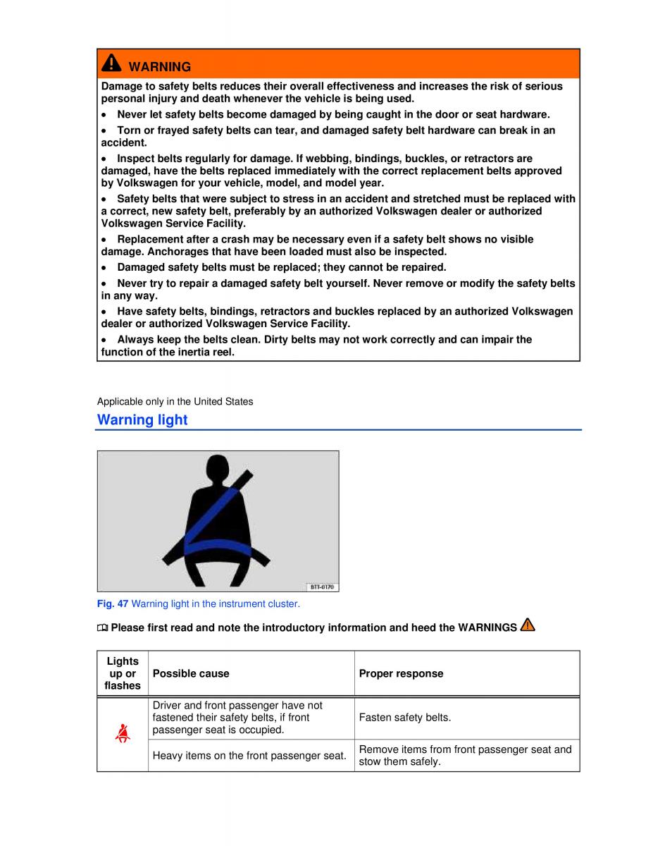 VW Golf VI 6 owners manual / page 75