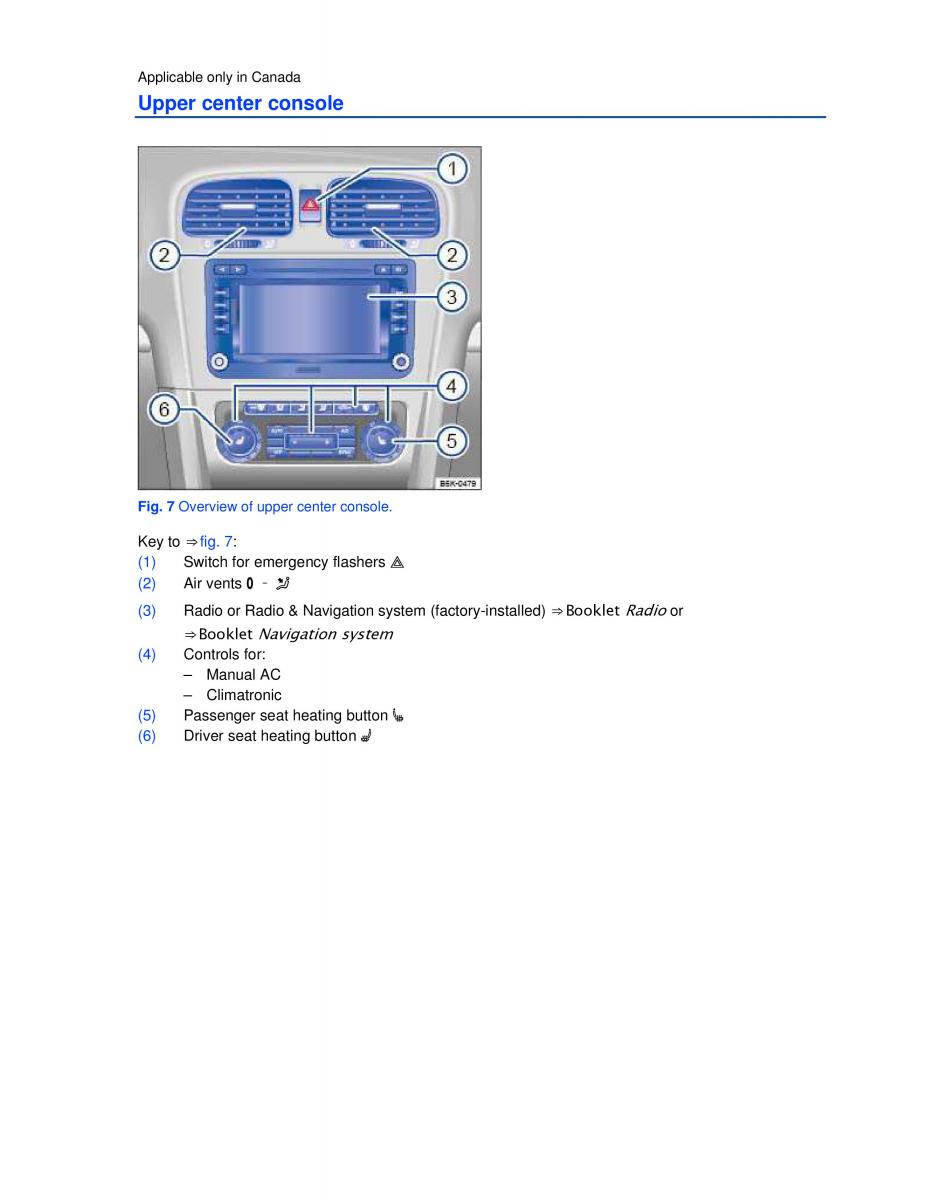 VW Golf VI 6 owners manual / page 8