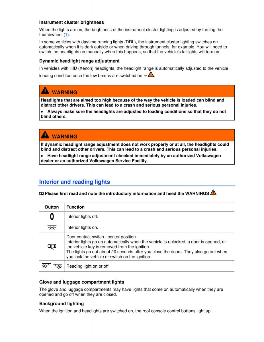 VW Golf VI 6 owners manual / page 97