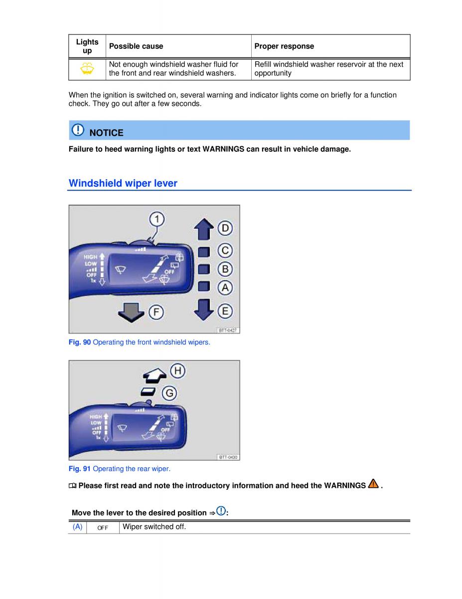 VW Golf VI 6 owners manual / page 102