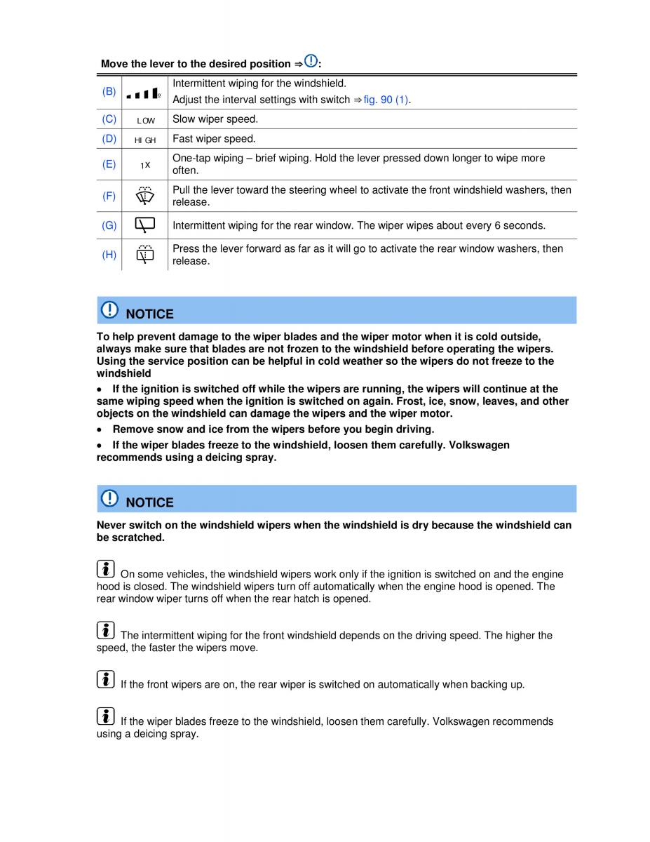 VW Golf VI 6 owners manual / page 103