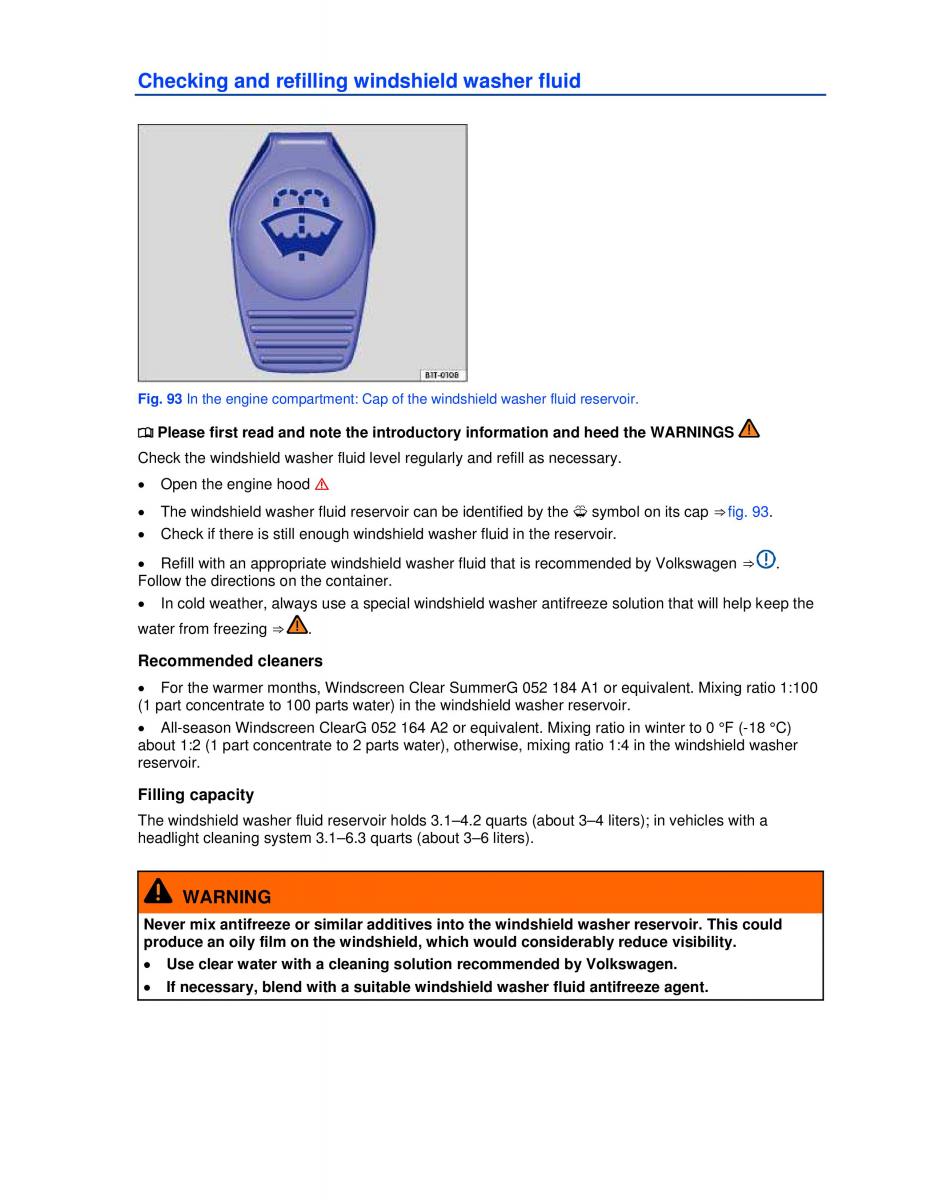 VW Golf VI 6 owners manual / page 106