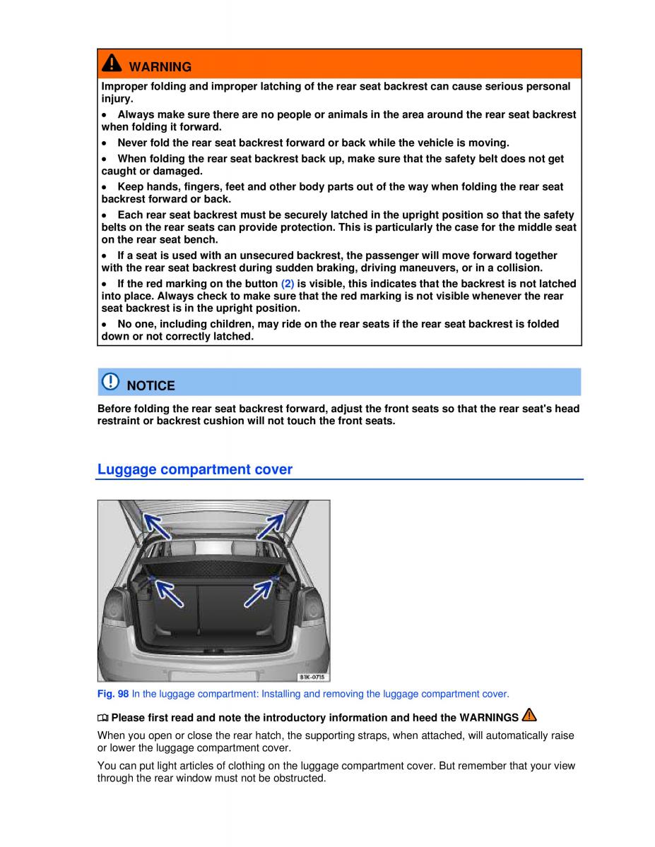 VW Golf VI 6 owners manual / page 119