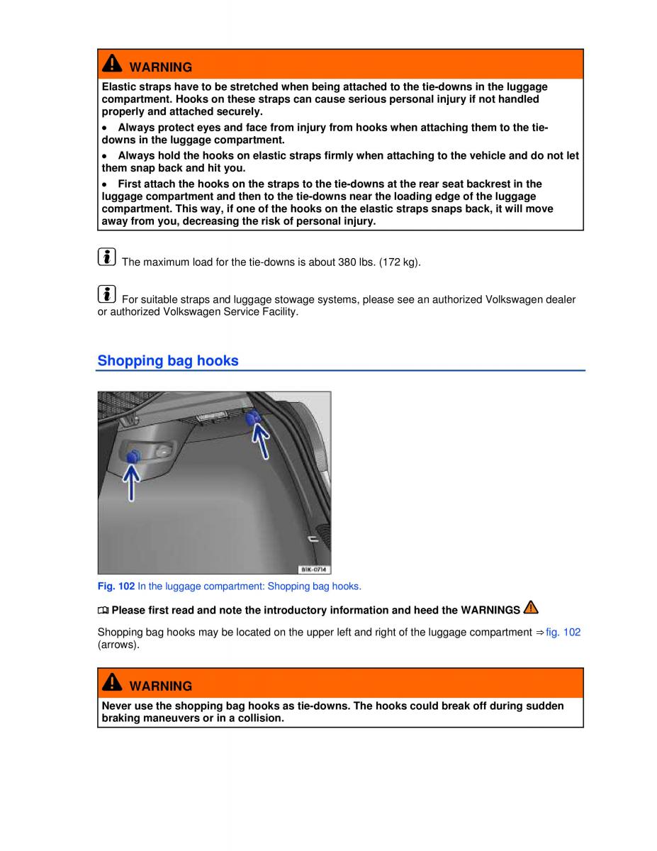 VW Golf VI 6 owners manual / page 123