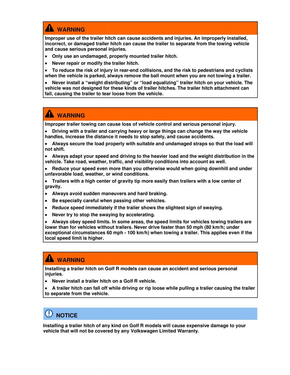 VW Golf VI 6 owners manual / page 127