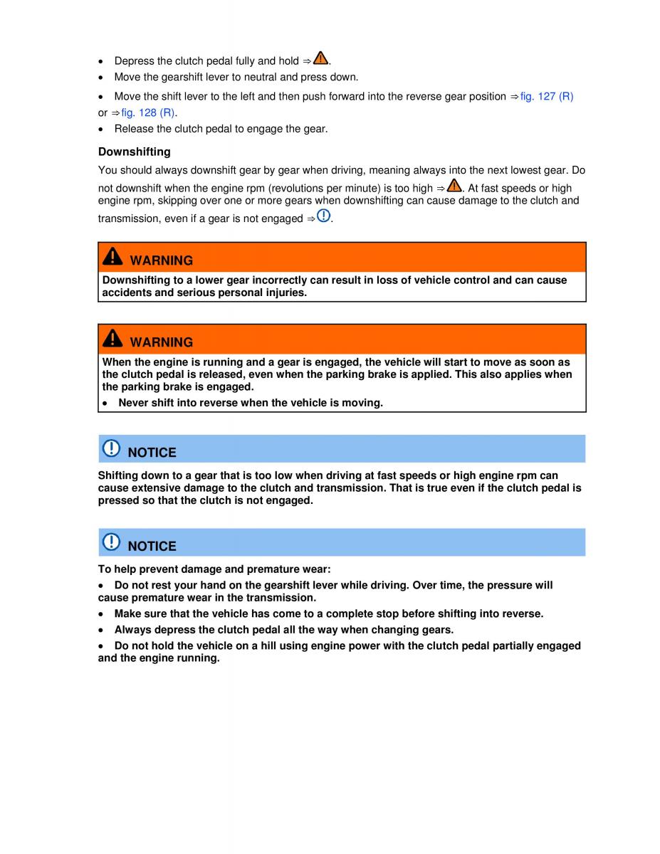 VW Golf VI 6 owners manual / page 168