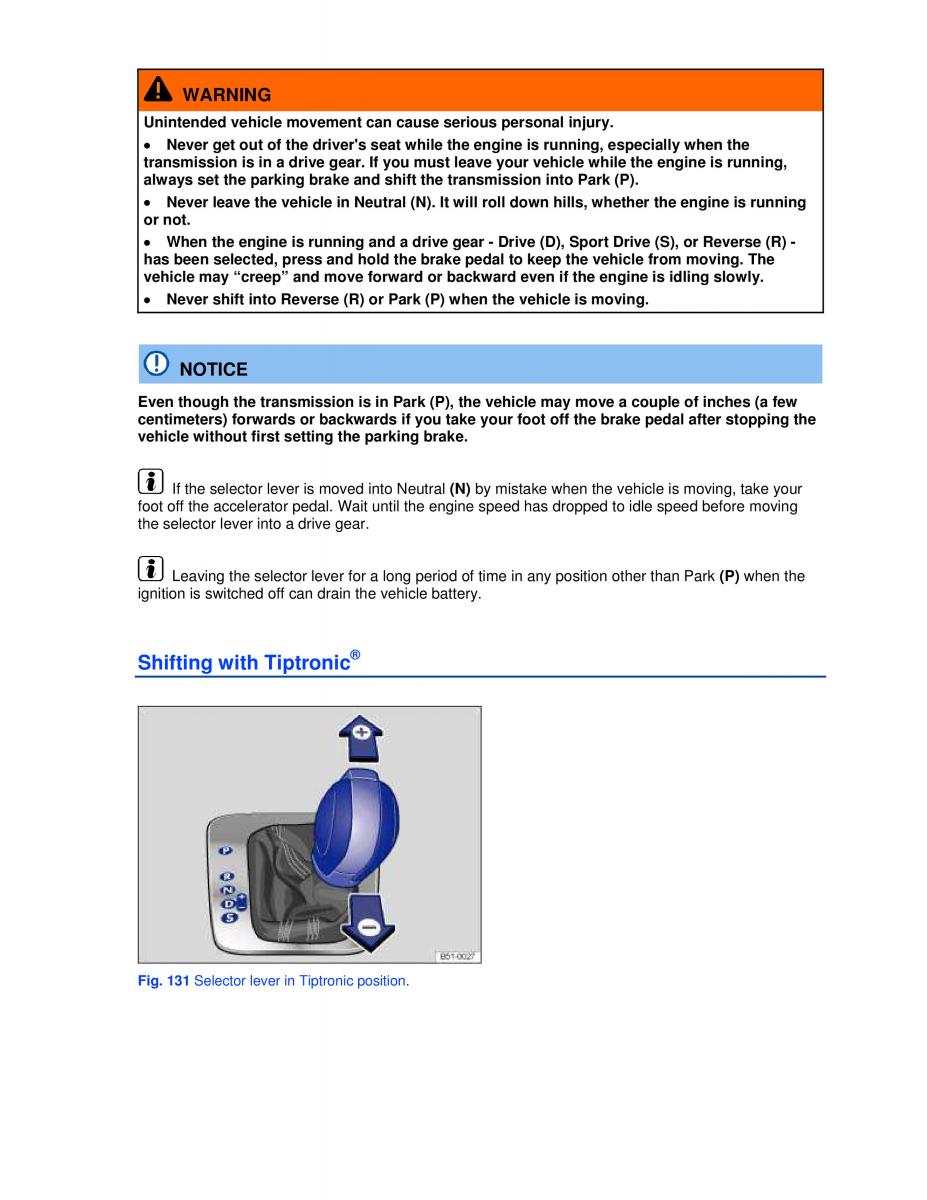 VW Golf VI 6 owners manual / page 171