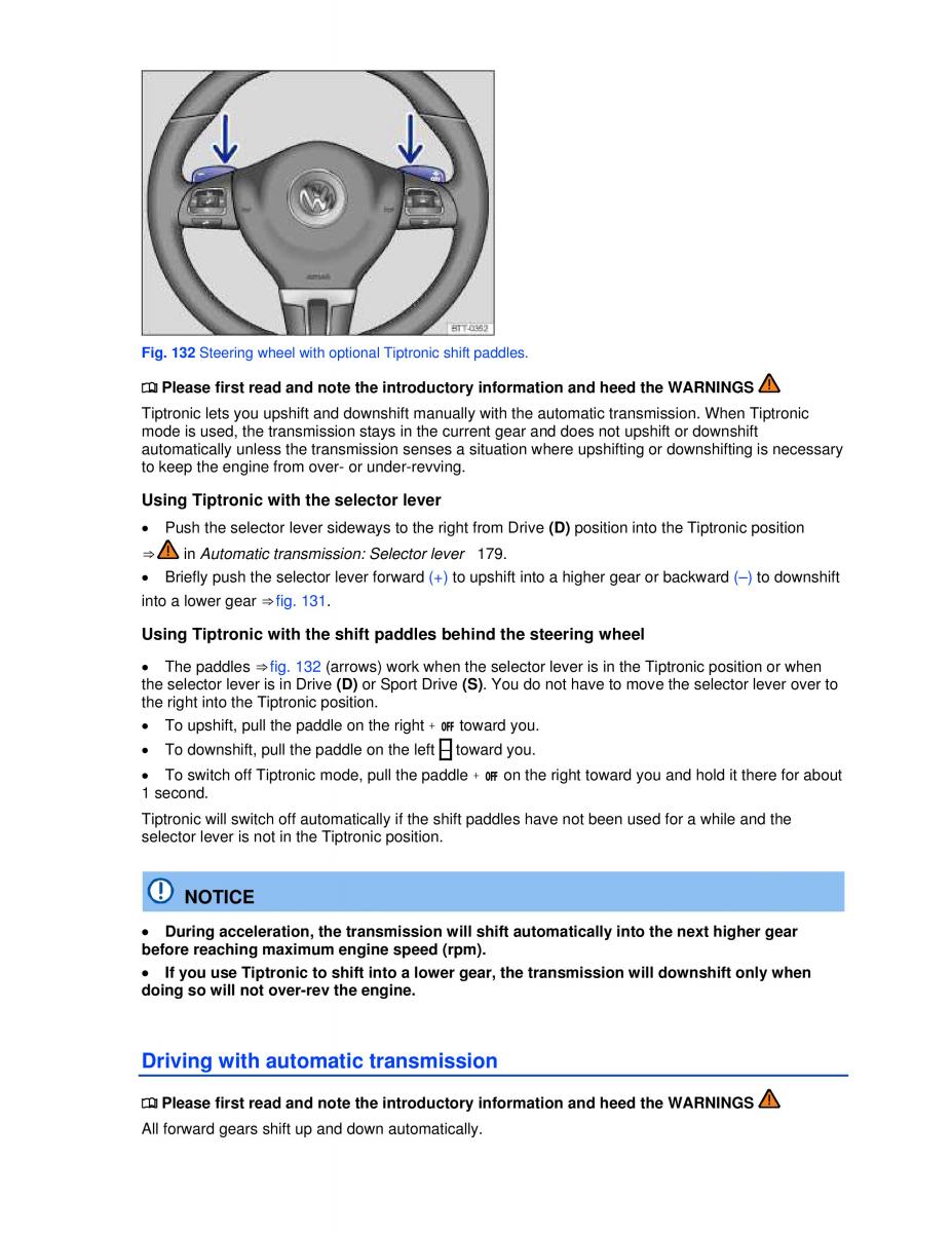 VW Golf VI 6 owners manual / page 172