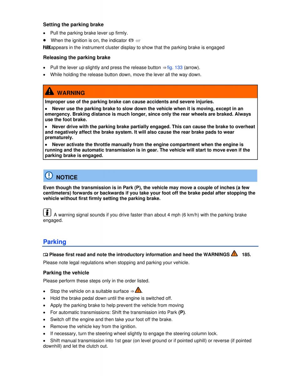 VW Golf VI 6 owners manual / page 179