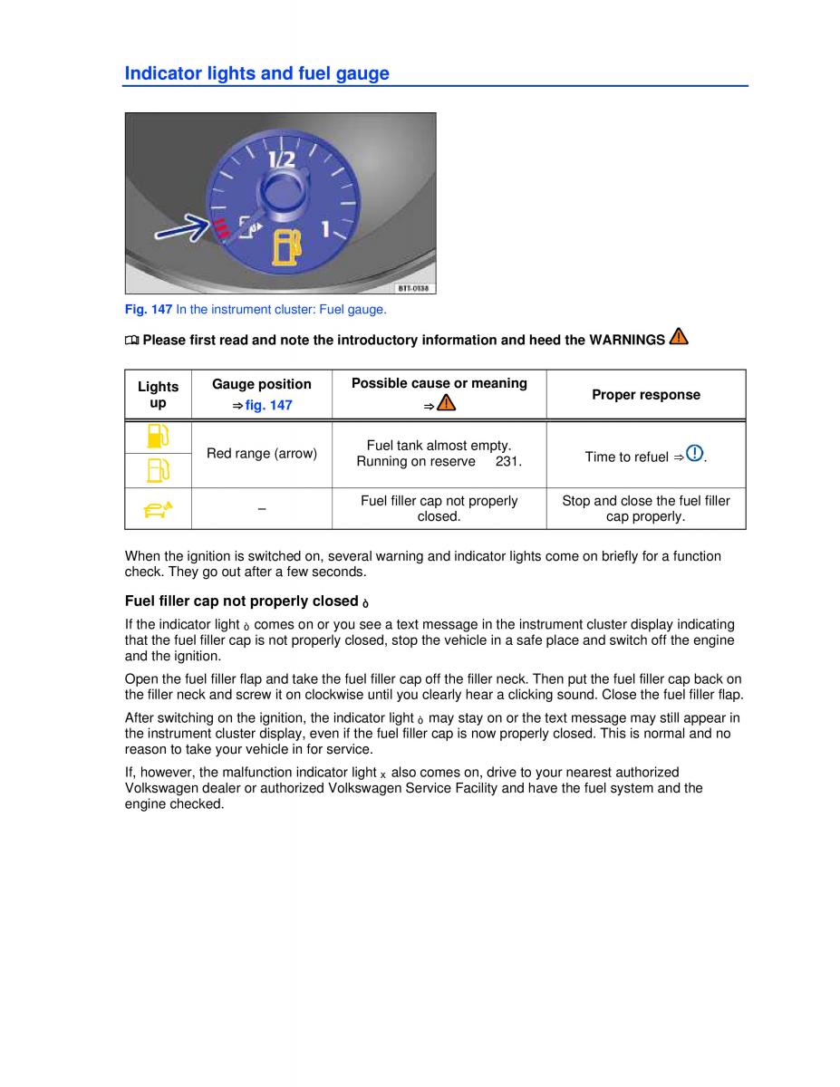 VW Golf VI 6 owners manual / page 219