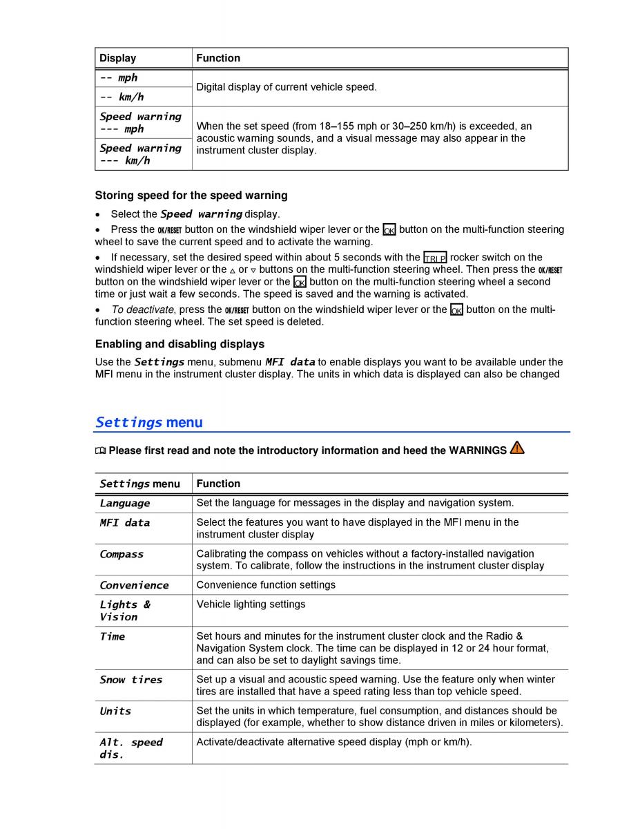 VW Golf VI 6 owners manual / page 23