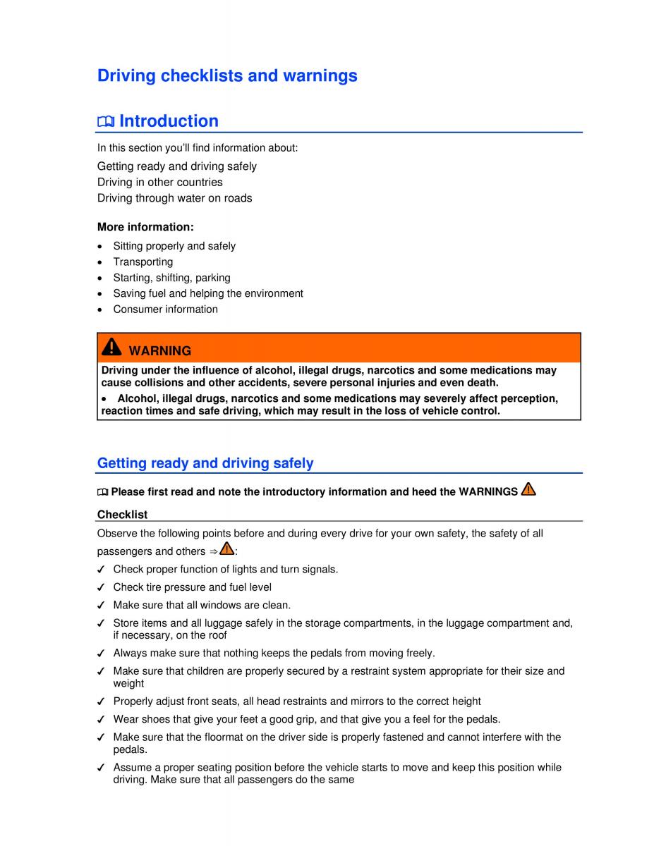 VW Golf VI 6 owners manual / page 26