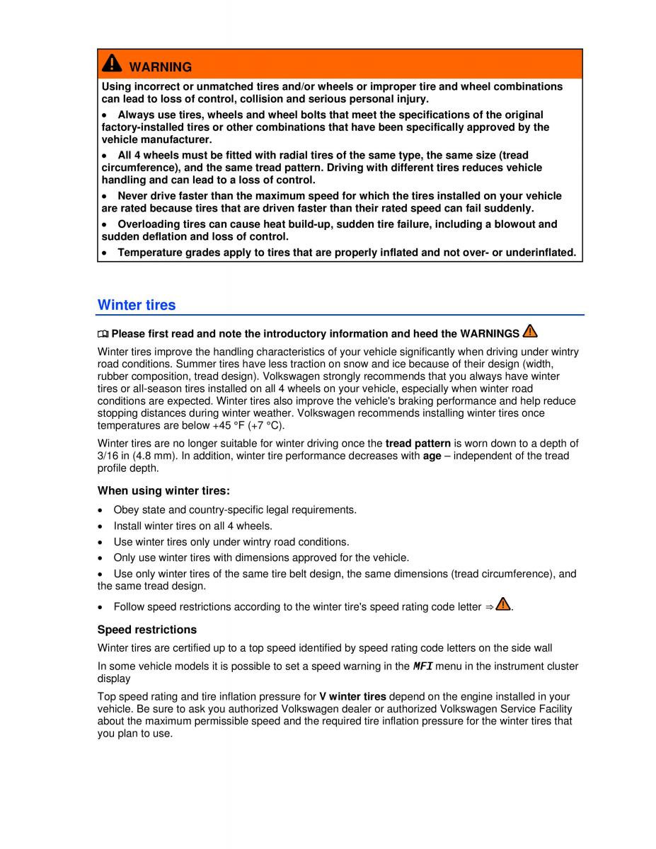 VW Golf VI 6 owners manual / page 261