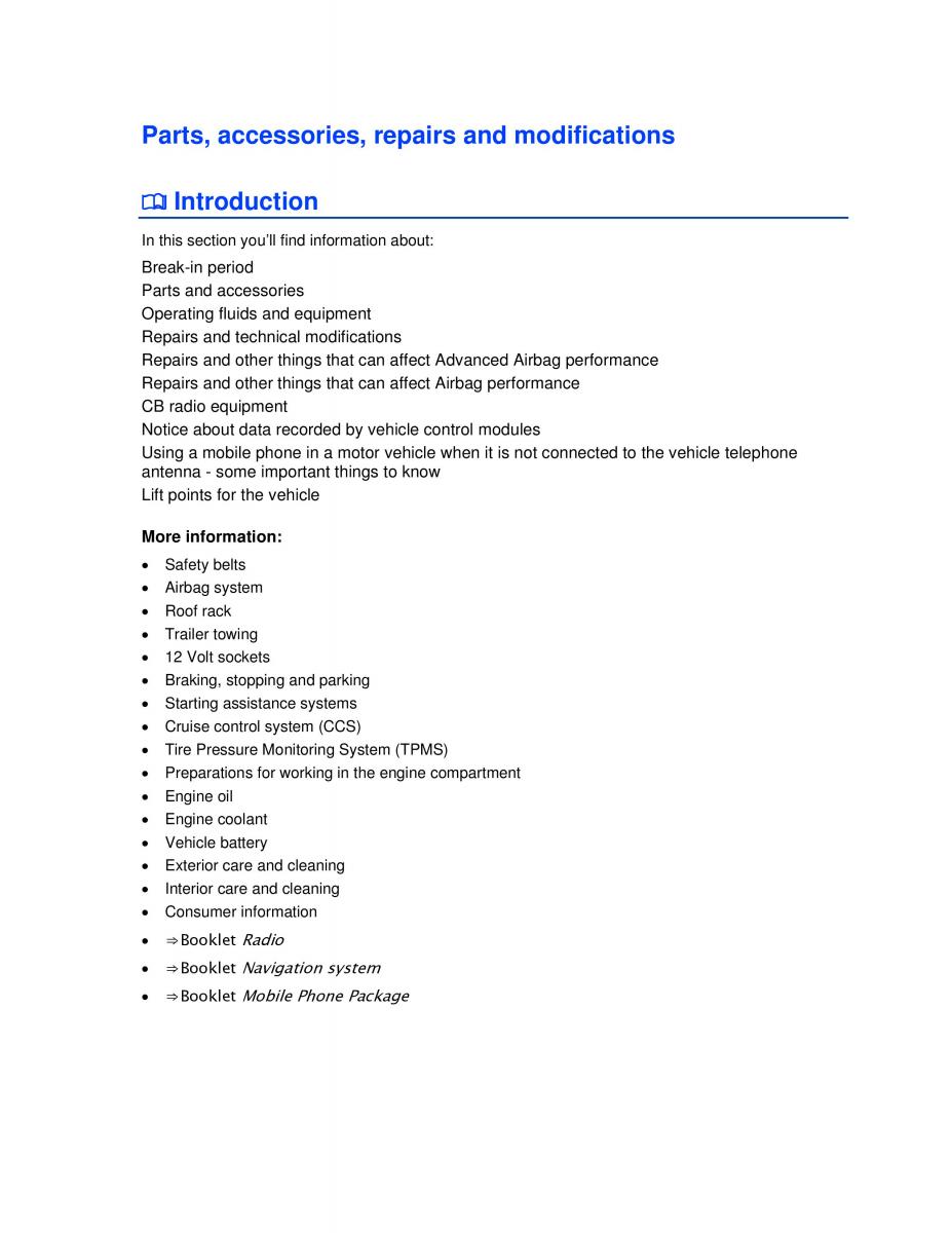 VW Golf VI 6 owners manual / page 269