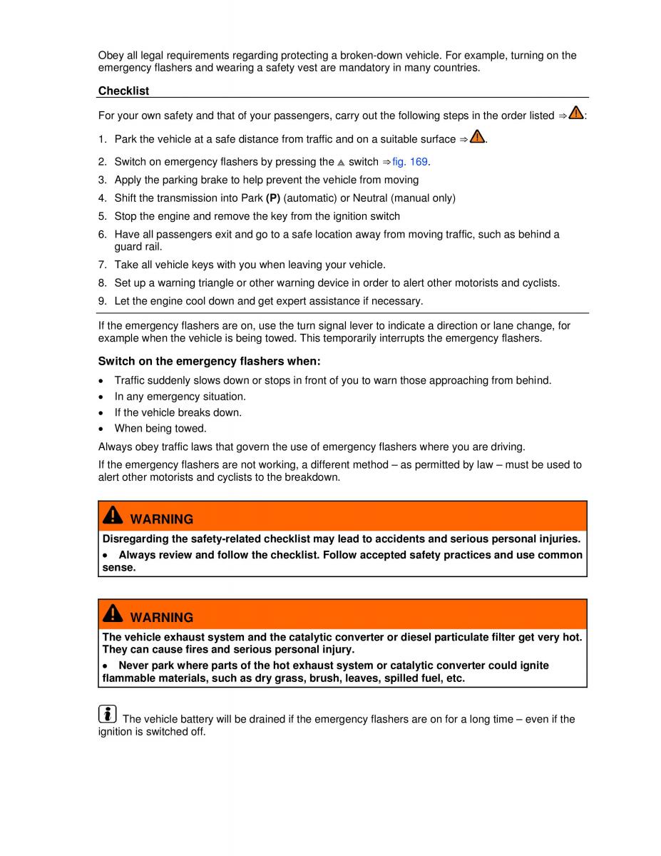 VW Golf VI 6 owners manual / page 287