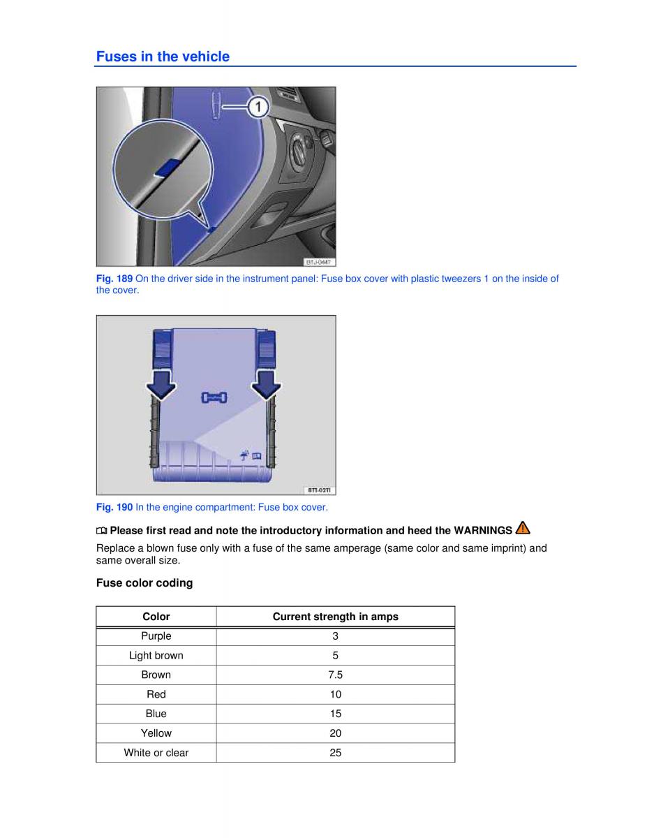 VW Golf VI 6 owners manual / page 305