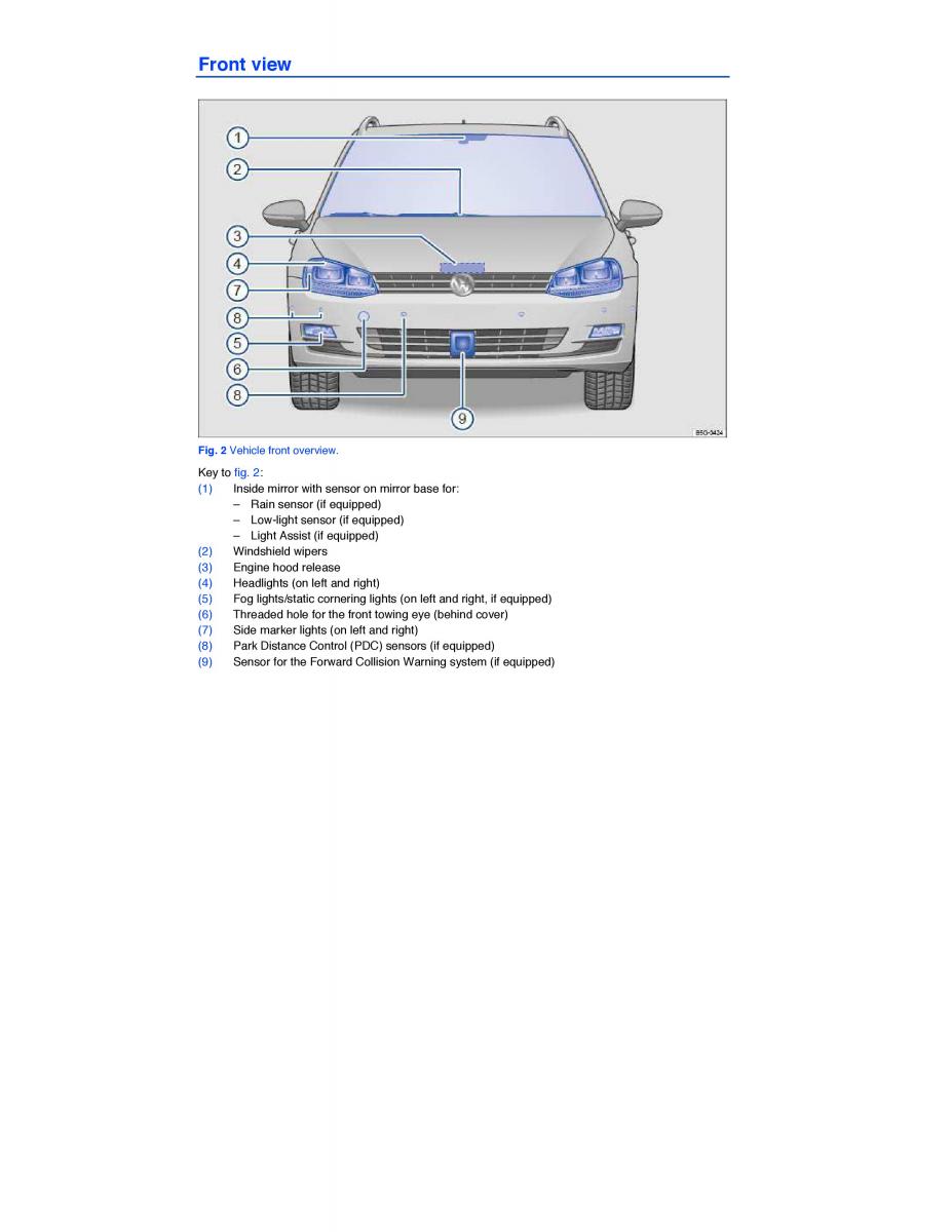 VW Golf VII 7 SportWagen Variant owners manual / page 10