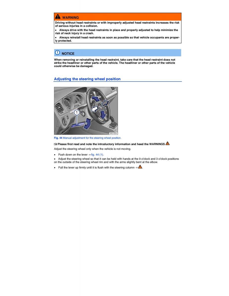 VW Golf VII 7 SportWagen Variant owners manual / page 103