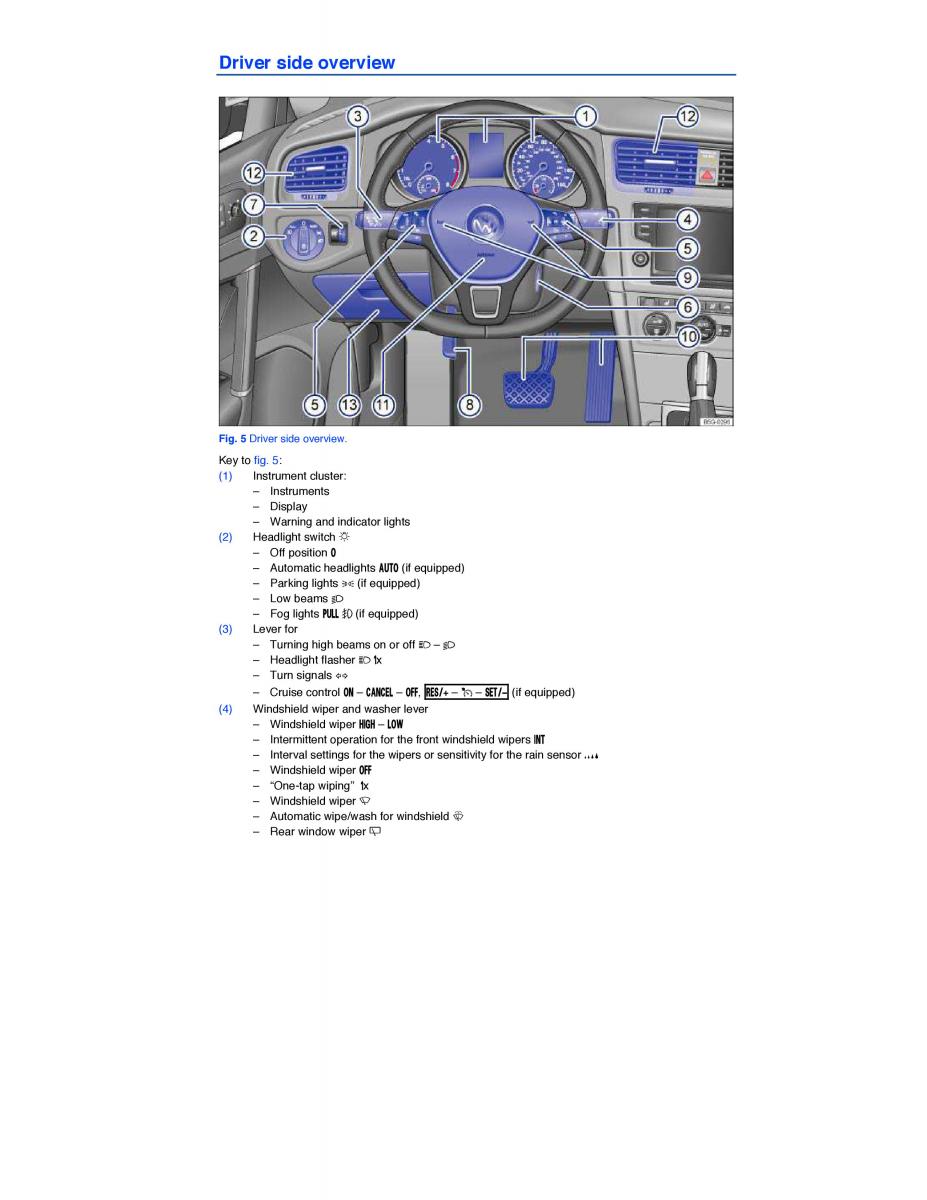 VW Golf VII 7 SportWagen Variant owners manual / page 13