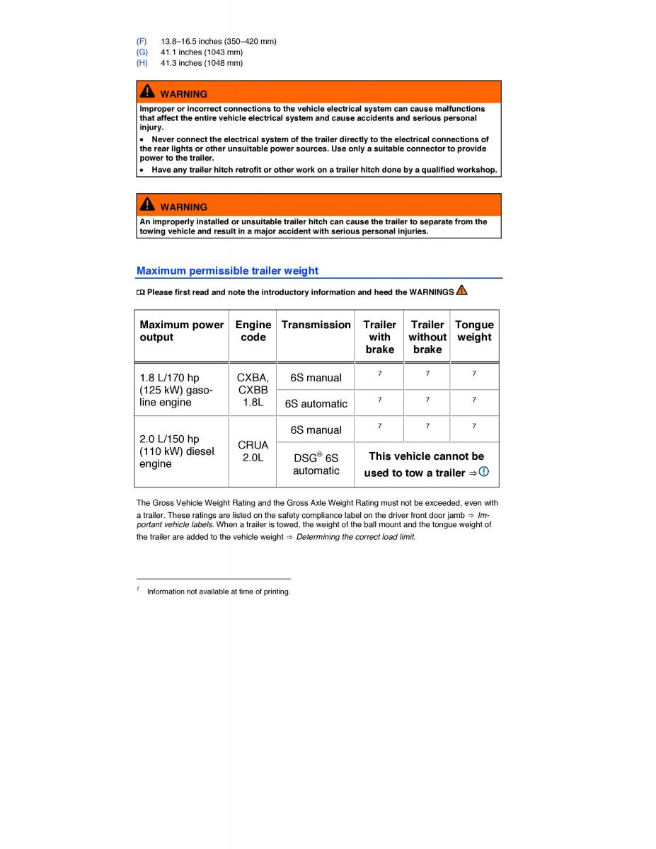 VW Golf VII 7 SportWagen Variant owners manual / page 184