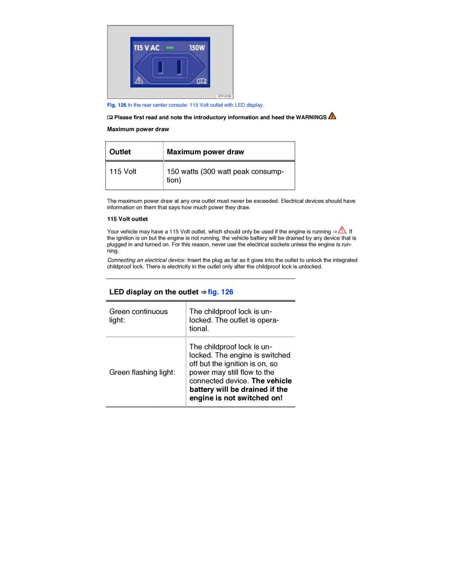 VW Golf VII 7 SportWagen Variant owners manual / page 229