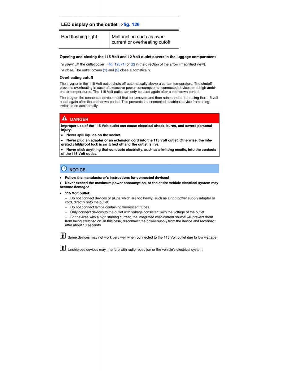 VW Golf VII 7 SportWagen Variant owners manual / page 230